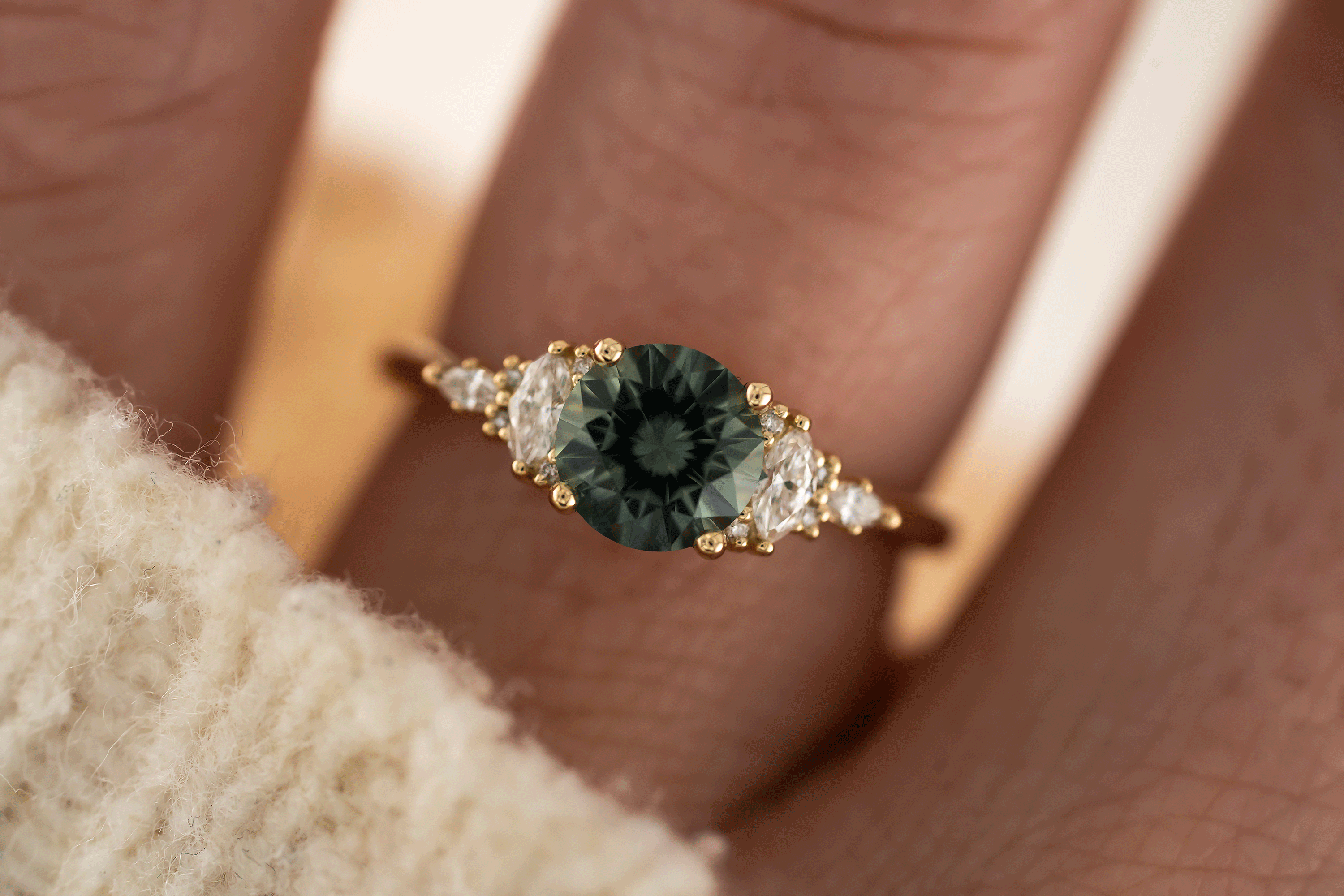 The Maeve Ring | 1.28 CT Round Teal Sapphire - Lavender Creek Gems 