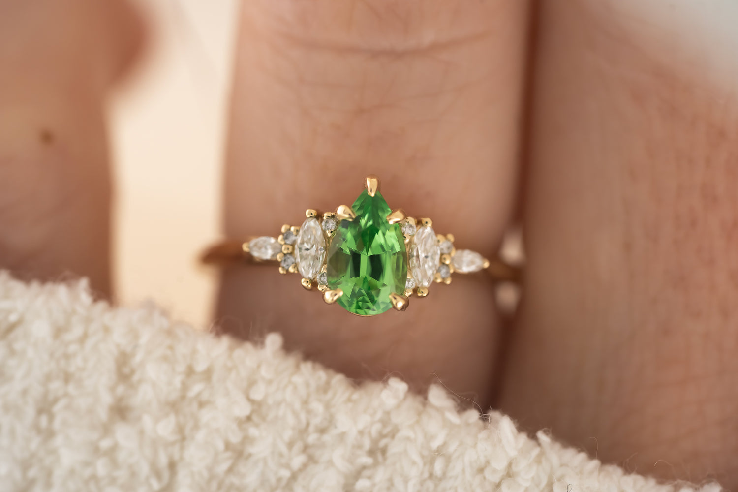 The Maeve Ring  - 0.98 CT Pear Tsavorite - Lavender Creek Gems 