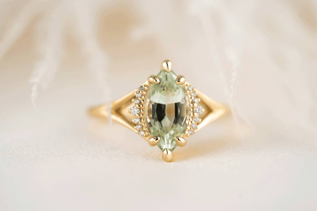 The Serendipity Ring | 1.81 CT Marquise Mint Green Tourmaline - Lavender Creek Gems