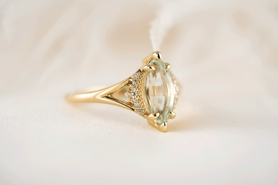 The Serendipity Ring | 1.81 CT Marquise Mint Green Tourmaline - Lavender Creek Gems