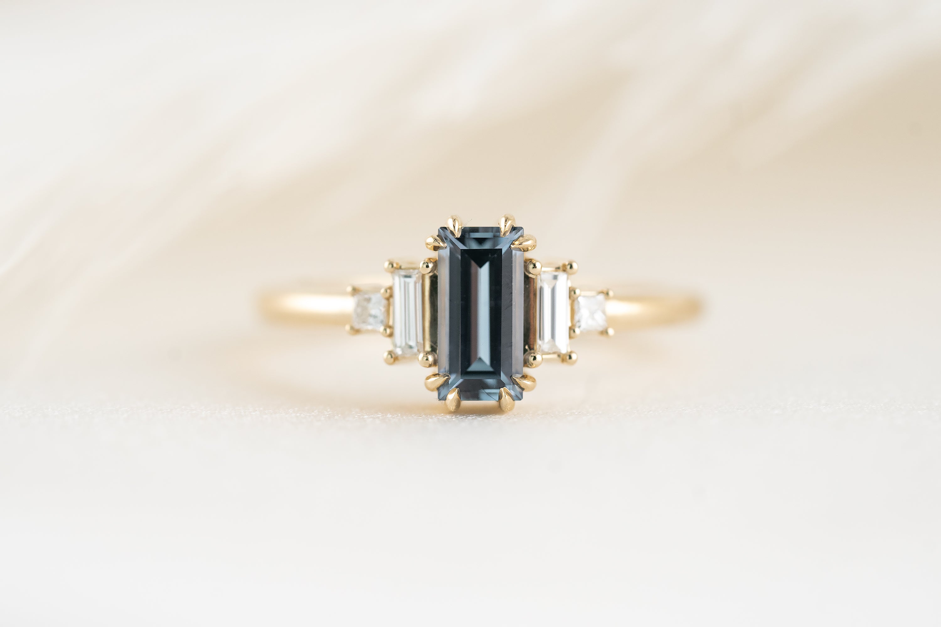 The Mira Ring | 0.79 CT Carolina Blue Baguette Sapphire - Lavender Creek Gems 