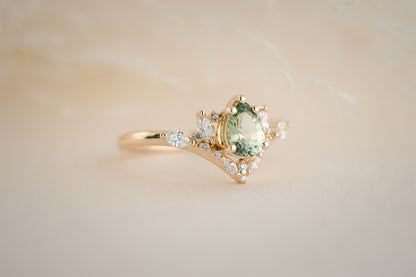 The Aurora 0.78 CT Pear Mint Green Sapphire Ring - Lavender Creek Gems 