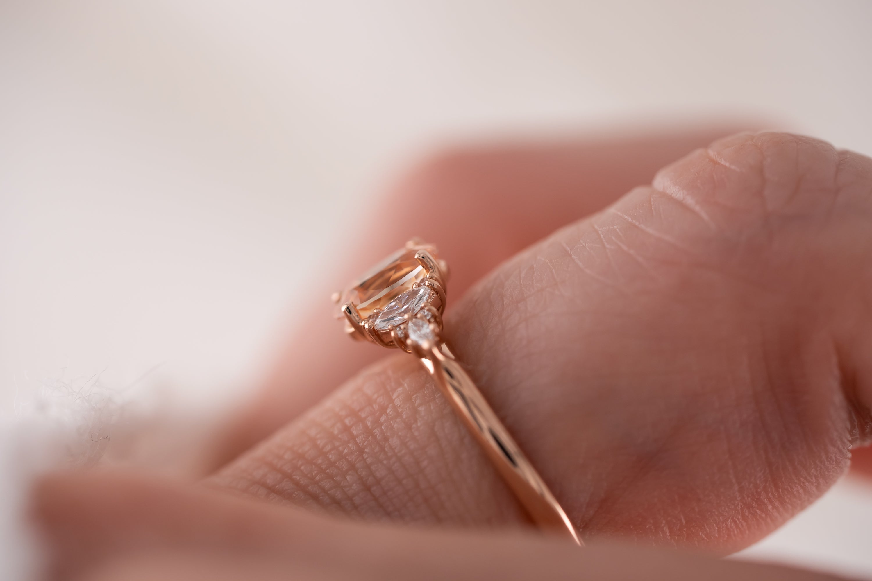 The Maeve Ring | 1.05 CT Peachy Apricot Oval Sapphire - Lavender Creek Gems 