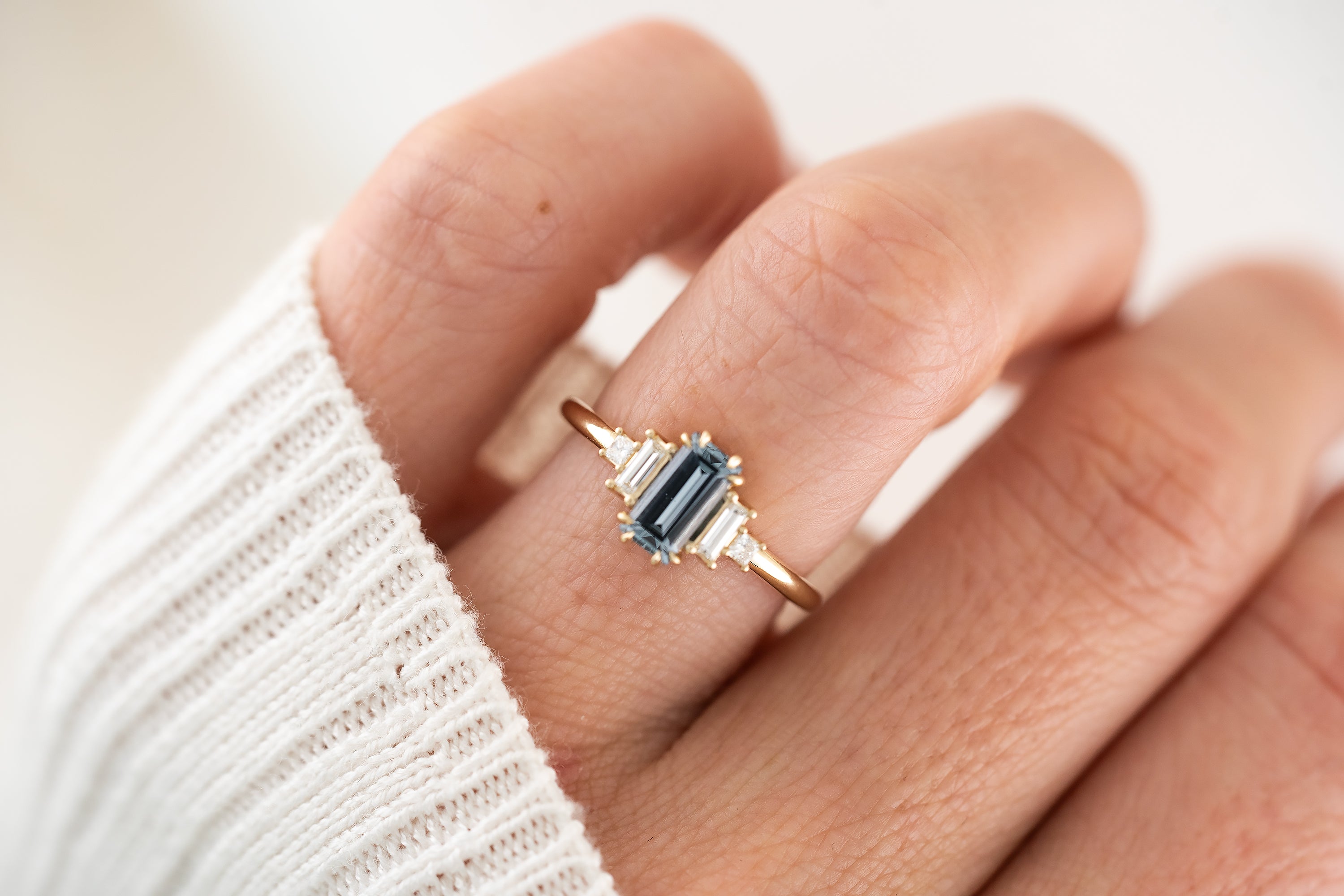 The Mira Ring | 0.79 CT Carolina Blue Baguette Sapphire - Lavender Creek Gems 
