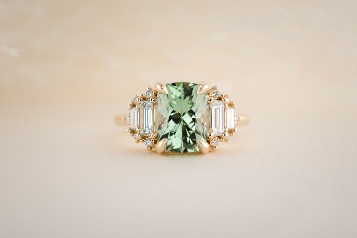 The Soleil 3.2 CT Radiant Mint Green Tourmaline Ring