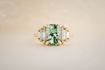 The Soleil Ring | 3.2 CT Radiant Mint Green Tourmaline - Lavender Creek Gems 