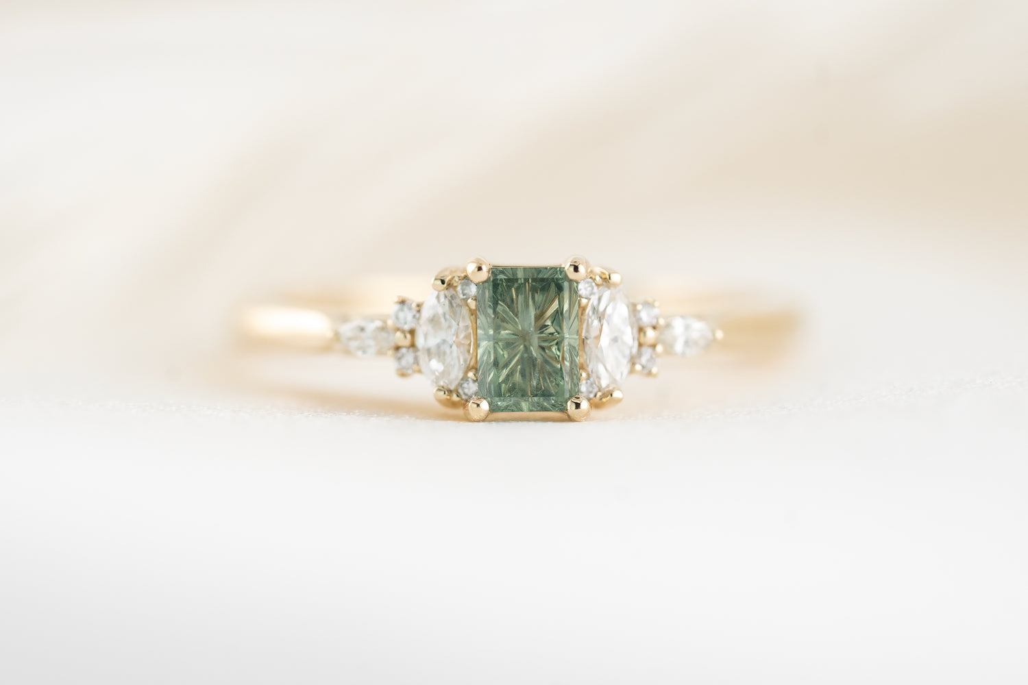 The Maeve Ring | 0.56 CT Rectangular Starbrite™ Teal Montana Sapphire - Lavender Creek Gems 