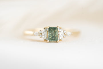 The Maeve Ring | 0.56 CT Rectangular Starbrite™ Teal Montana Sapphire - Lavender Creek Gems 