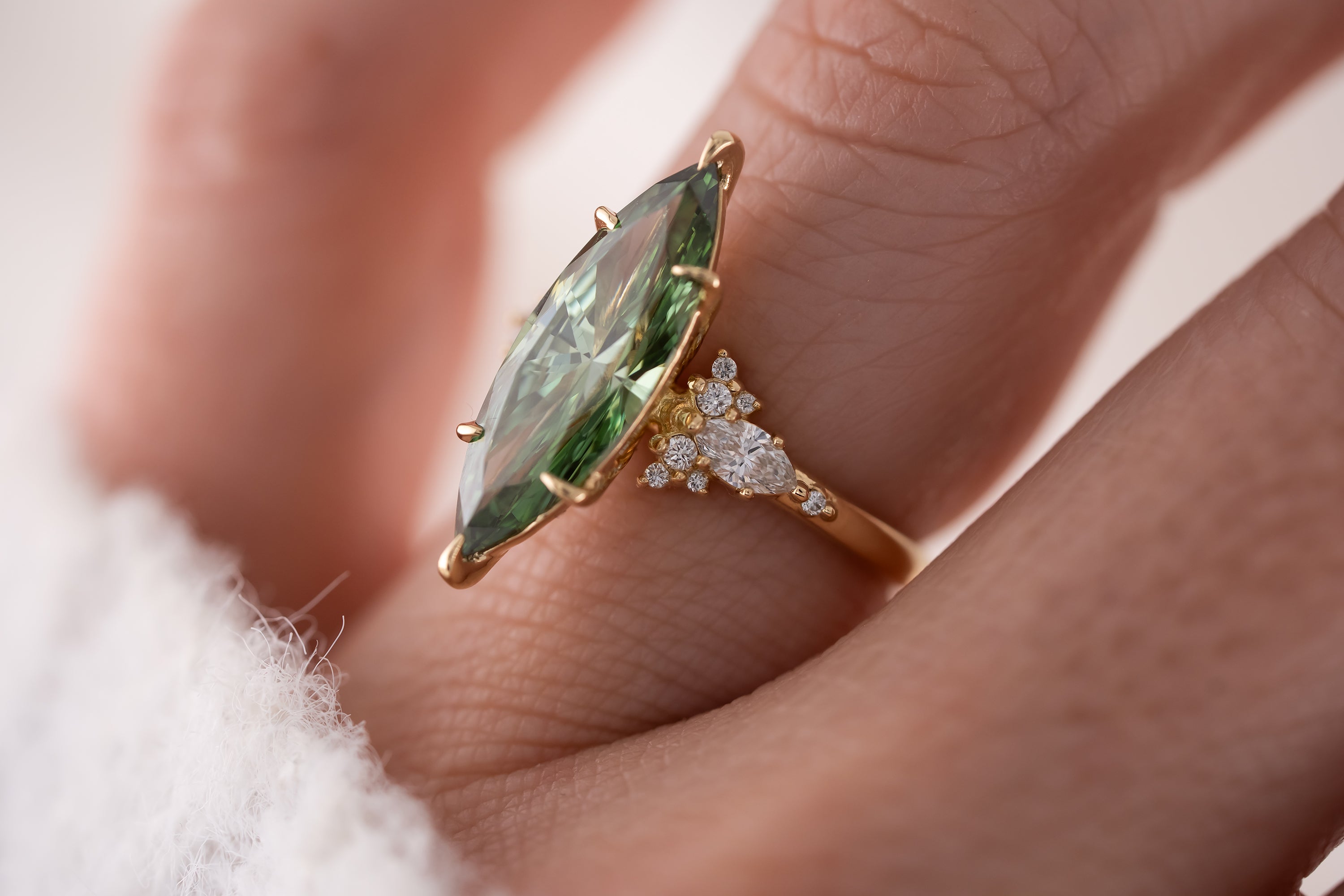 The Ascendant Ring | 3.3 CT Marquise Green Diamond - Lavender Creek Gems 