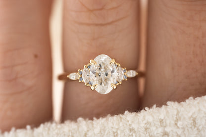 The Maeve Ring - 1.24 CT Oval Lab Diamond + Pastel Blue Sapphire - Lavender Creek Gems 