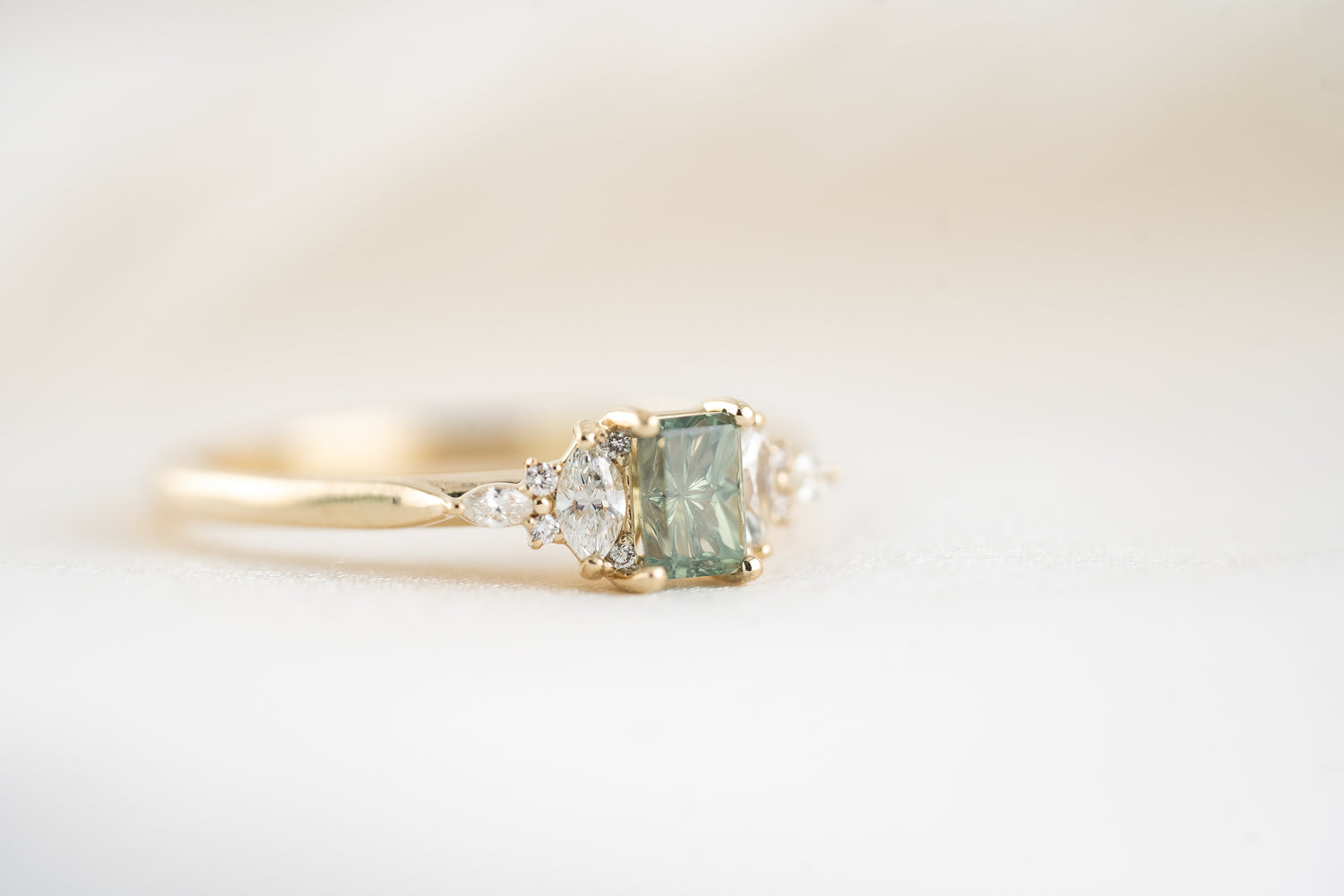 The Maeve Ring | 0.56 CT Rectangular Starbrite™ Teal Montana Sapphire - Lavender Creek Gems 