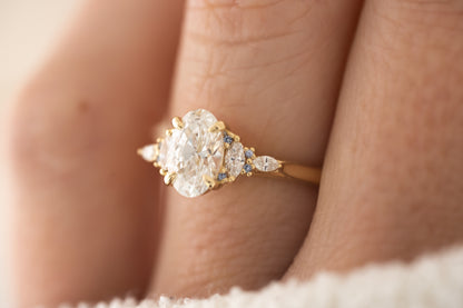 The Maeve Ring - 1.24 CT Oval Lab Diamond + Pastel Blue Sapphire - Lavender Creek Gems 