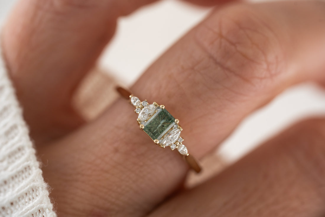 The Maeve Ring | 0.56 CT Rectangular Starbrite™ Teal Montana Sapphire - Lavender Creek Gems