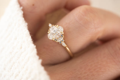 The Maeve Ring - 1.24 CT Oval Lab Diamond + Pastel Blue Sapphire - Lavender Creek Gems 