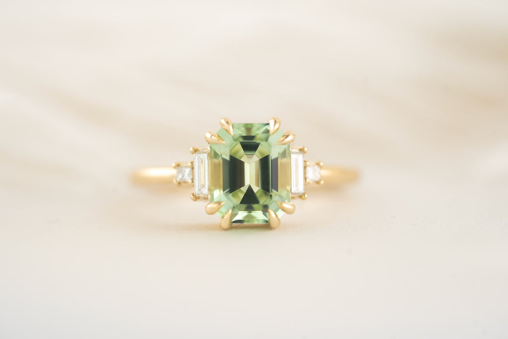 The Mira 2.02 CT Emerald Cut Mint Green Tourmaline Ring - Lavender Creek Gems 