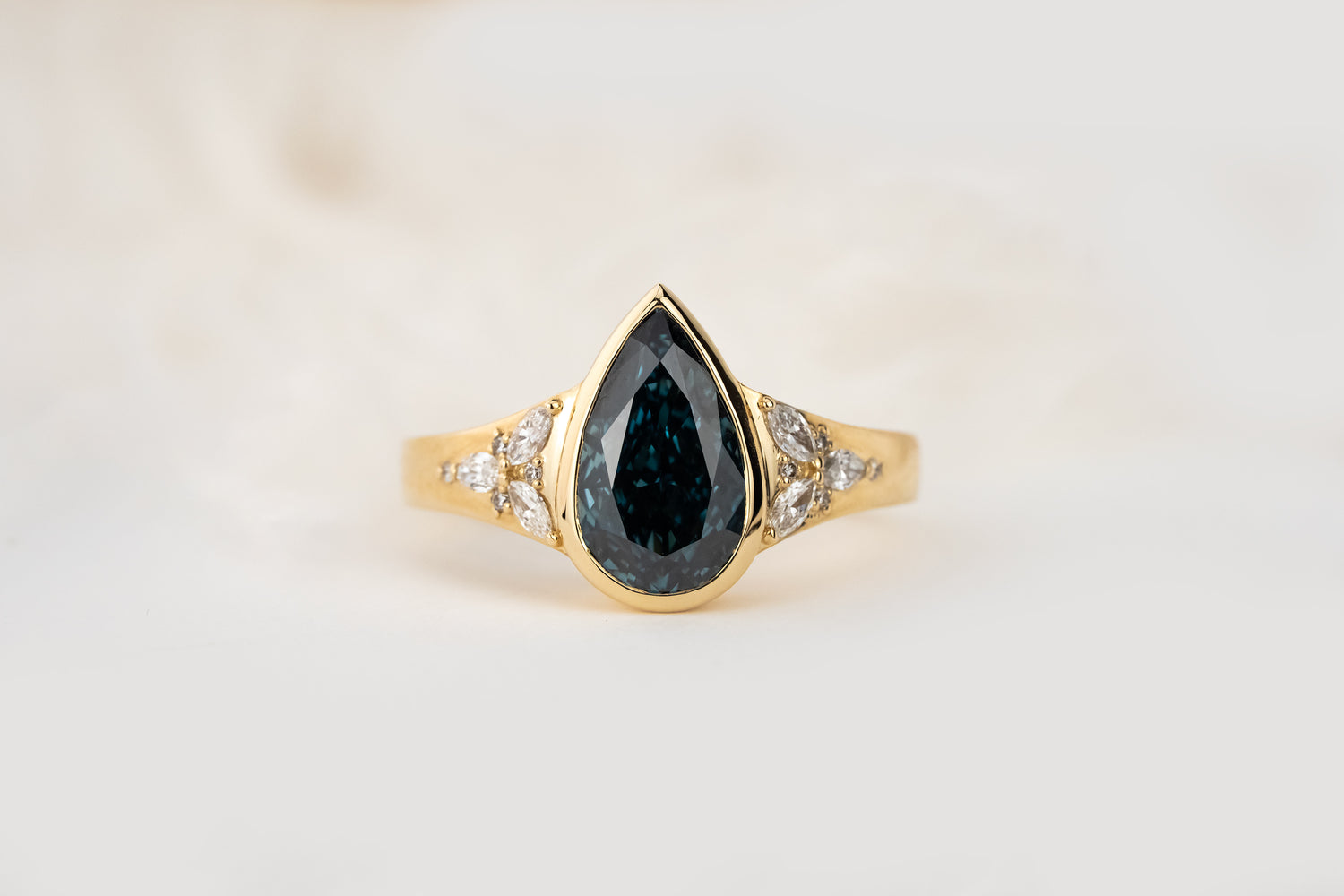 The Daylight Ring | 2.28 Pear Deep Blue Sapphire - Lavender Creek Gems 