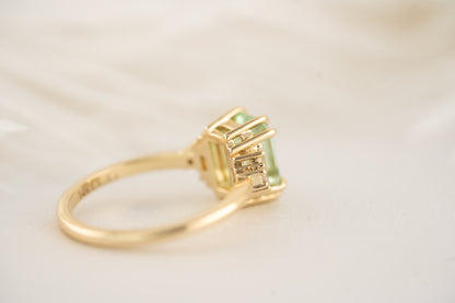 The Mira 2.02 CT Emerald Cut Mint Green Tourmaline Ring - Lavender Creek Gems 
