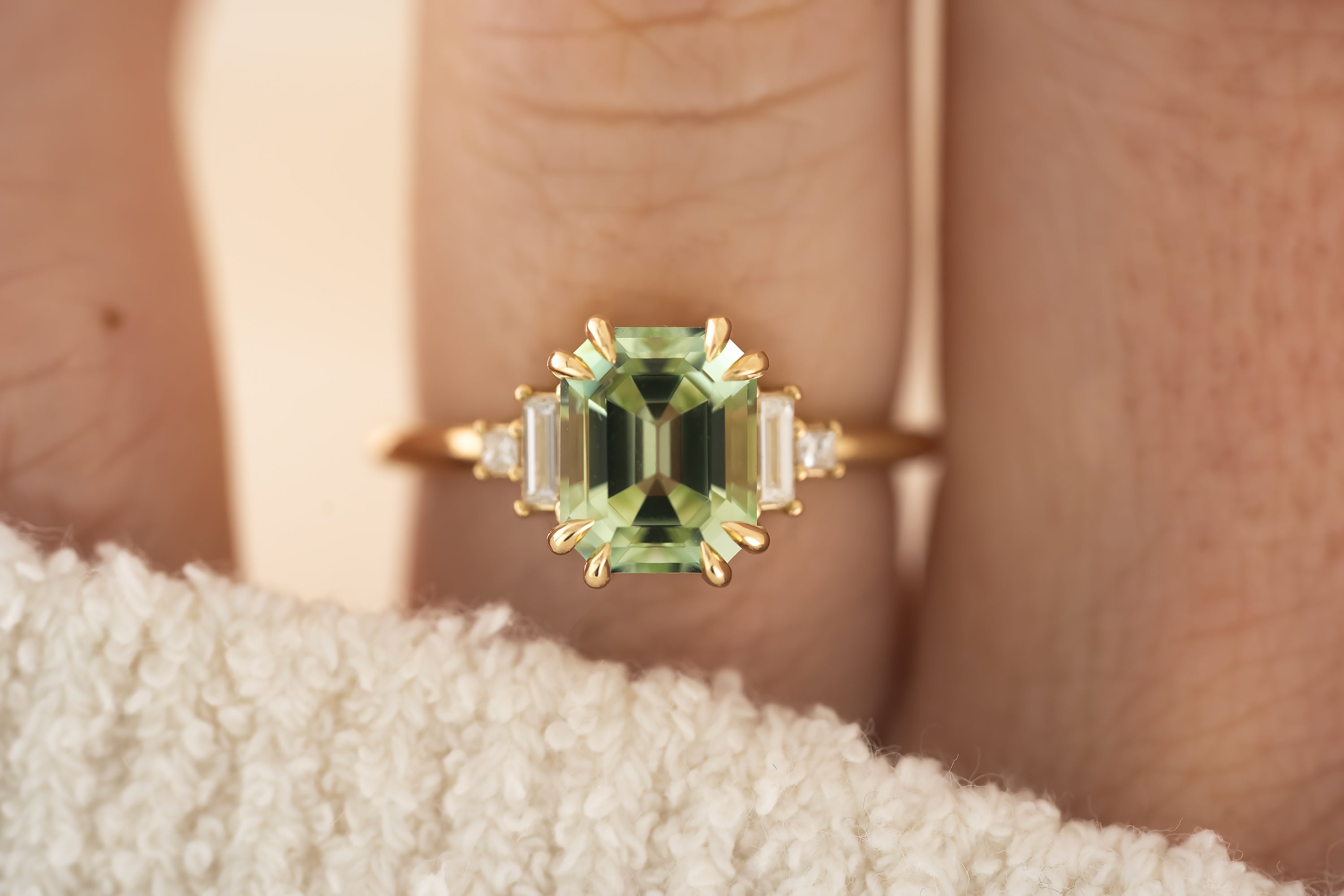 The Mira 2.02 CT Emerald Cut Mint Green Tourmaline Ring – Lavender