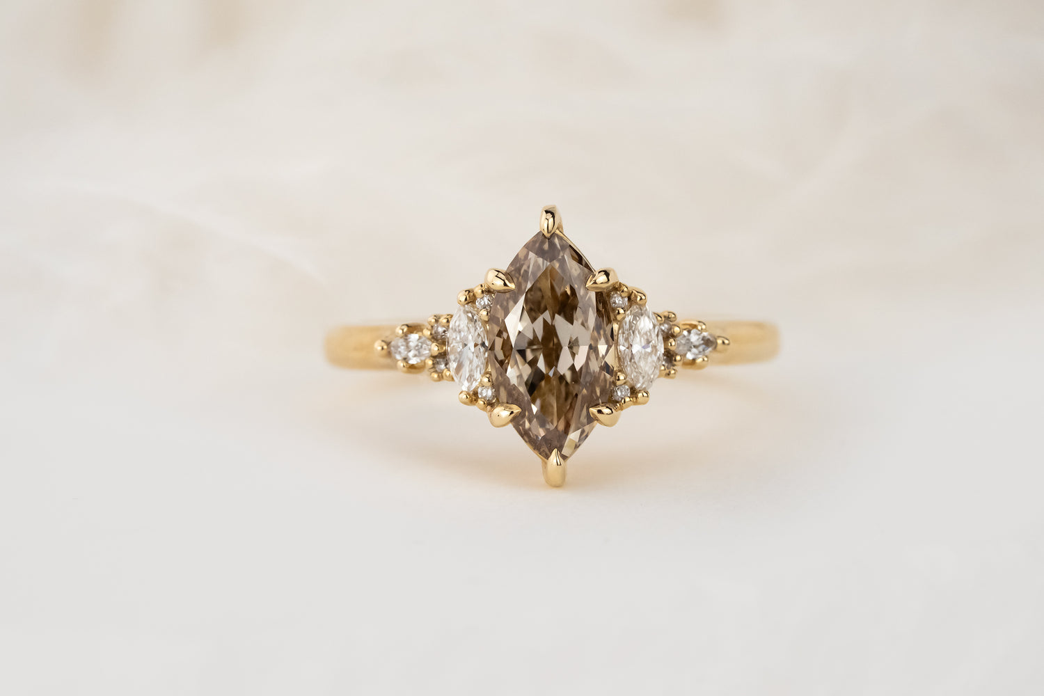 The Maeve Ring | 1.5 CT Marquise Brown Diamond - Lavender Creek Gems 