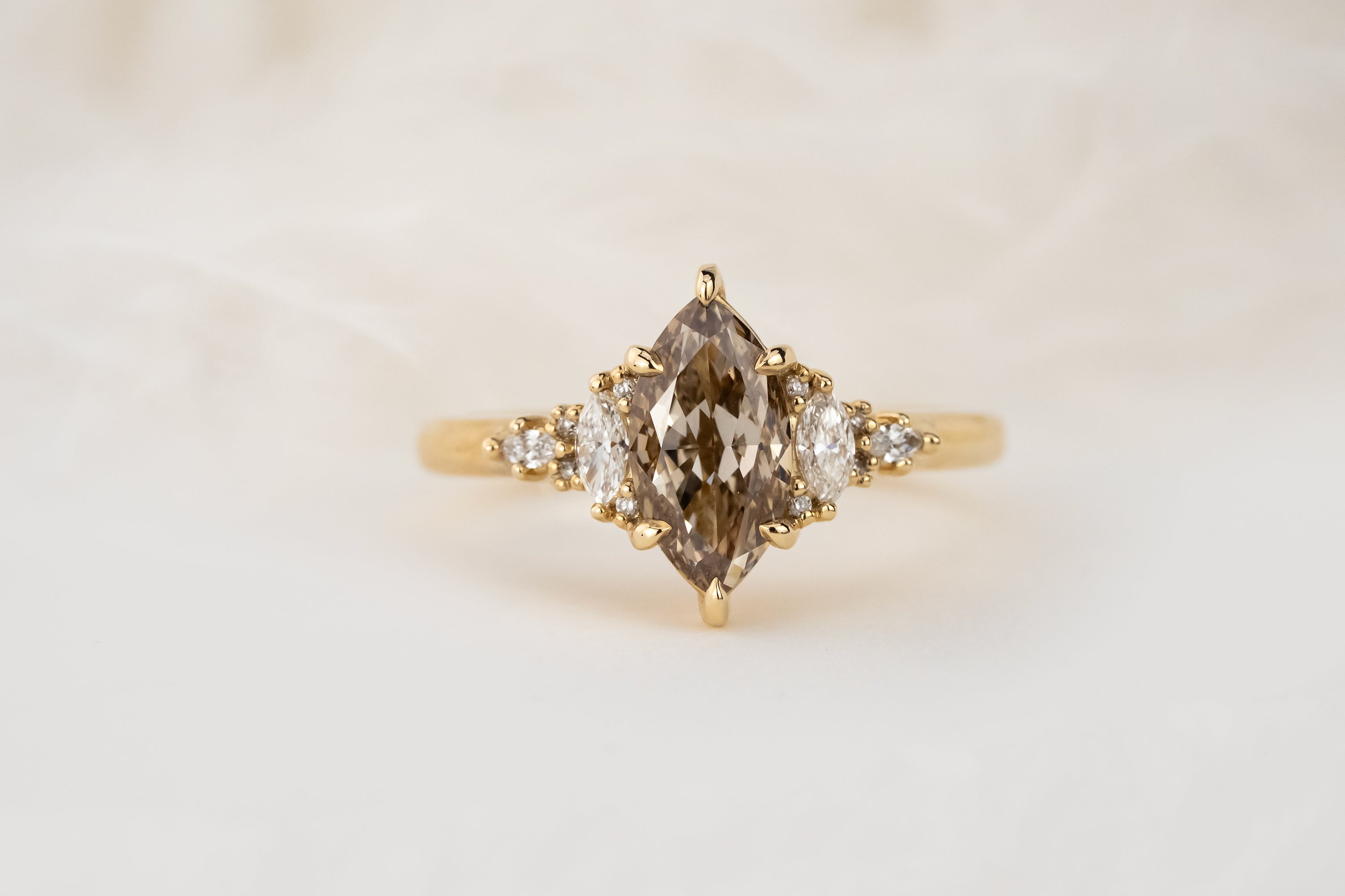 The Maeve Ring | 1.5 CT Marquise Brown Diamond - Lavender Creek Gems 