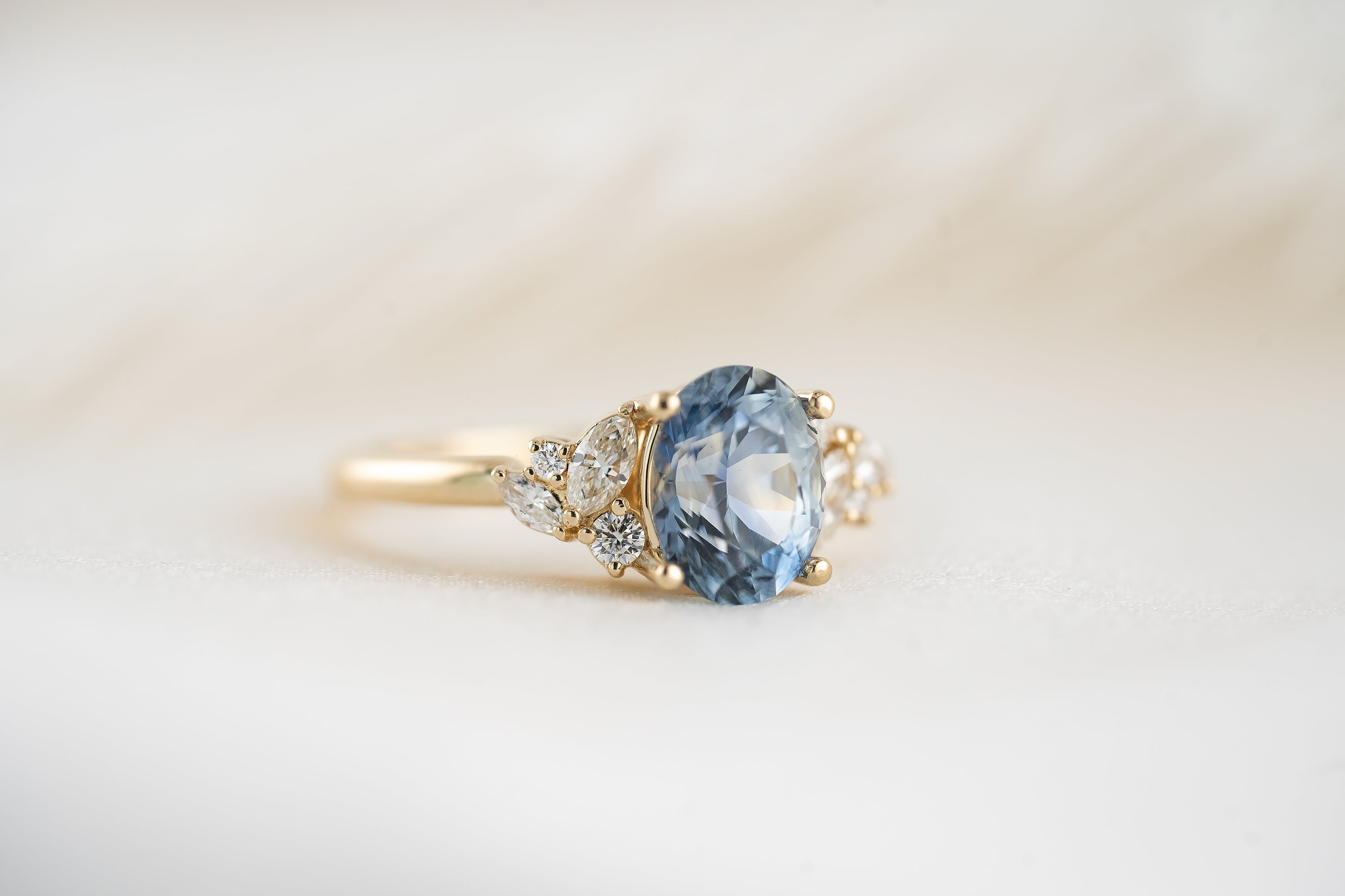 The Laurel Ring | 2.36 CT Oval Denim Blue Sapphire - Lavender Creek Gems 