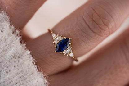 The Mini Maeve Ring | 0.61 CT Blue-Purple Marquise Sapphire - Lavender Creek Gems 
