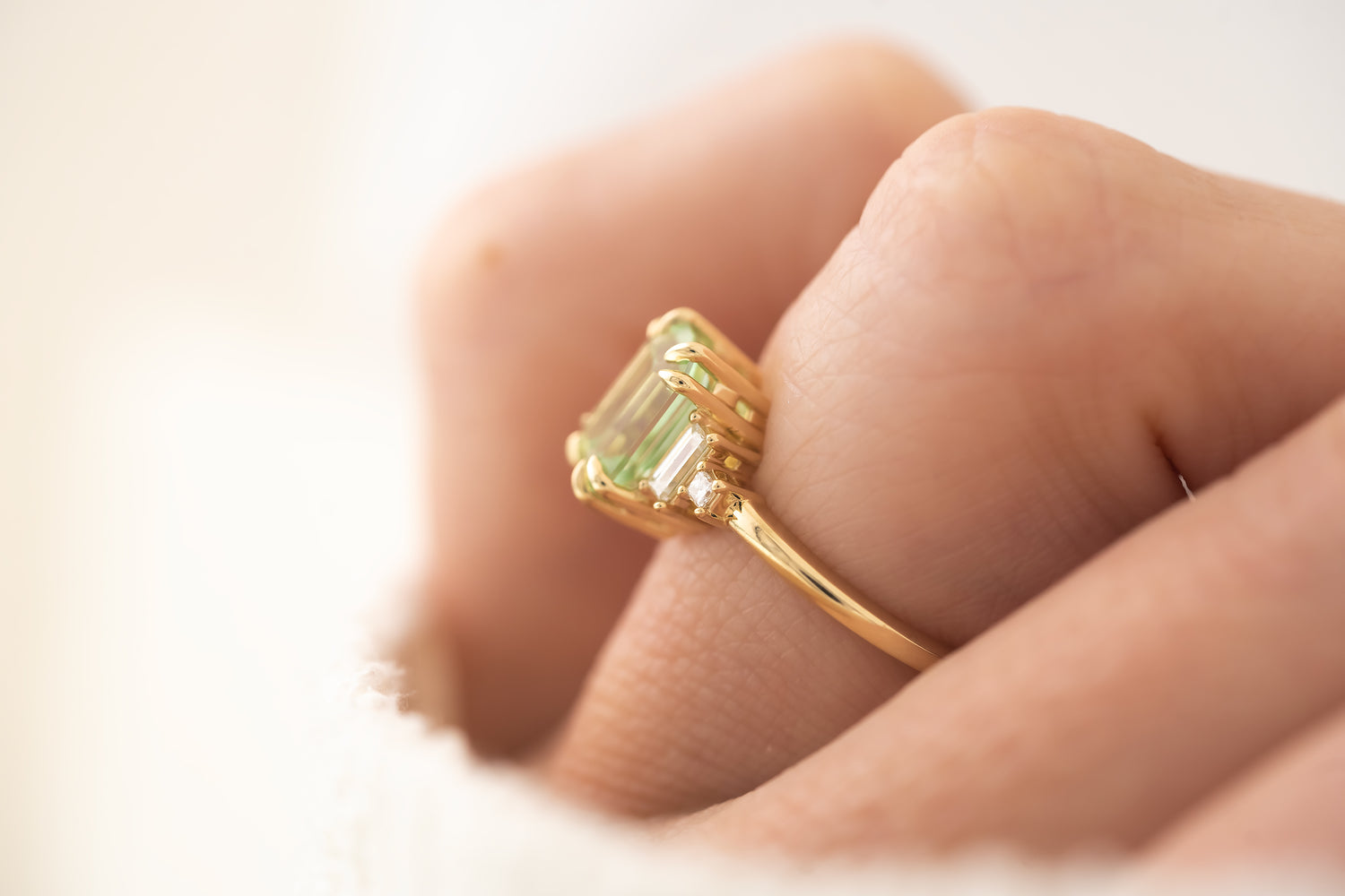 The Mira 2.02 CT Emerald Cut Mint Green Tourmaline Ring - Lavender Creek Gems 