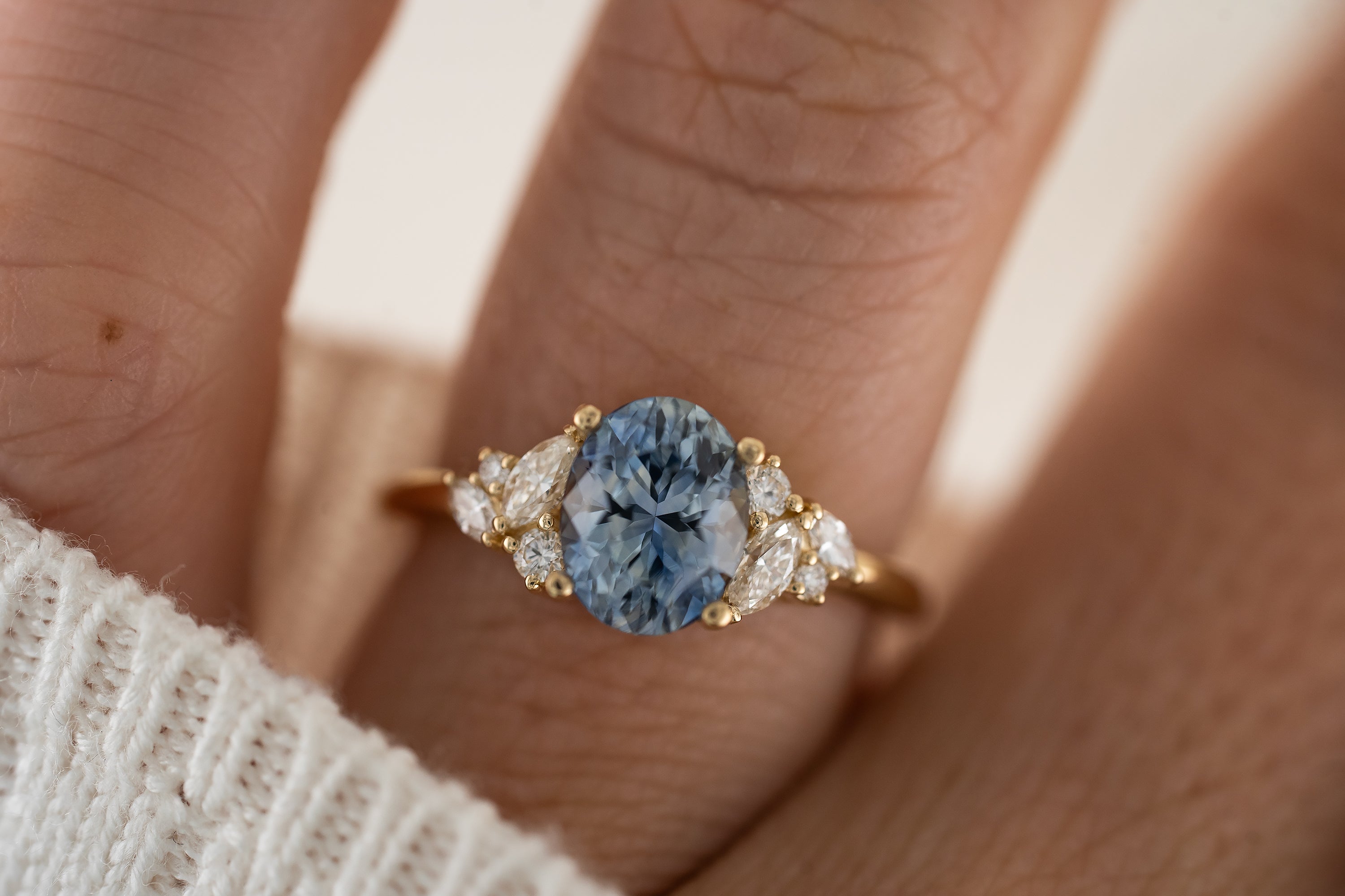 The Laurel Ring | 2.36 CT Oval Denim Blue Sapphire - Lavender Creek Gems 