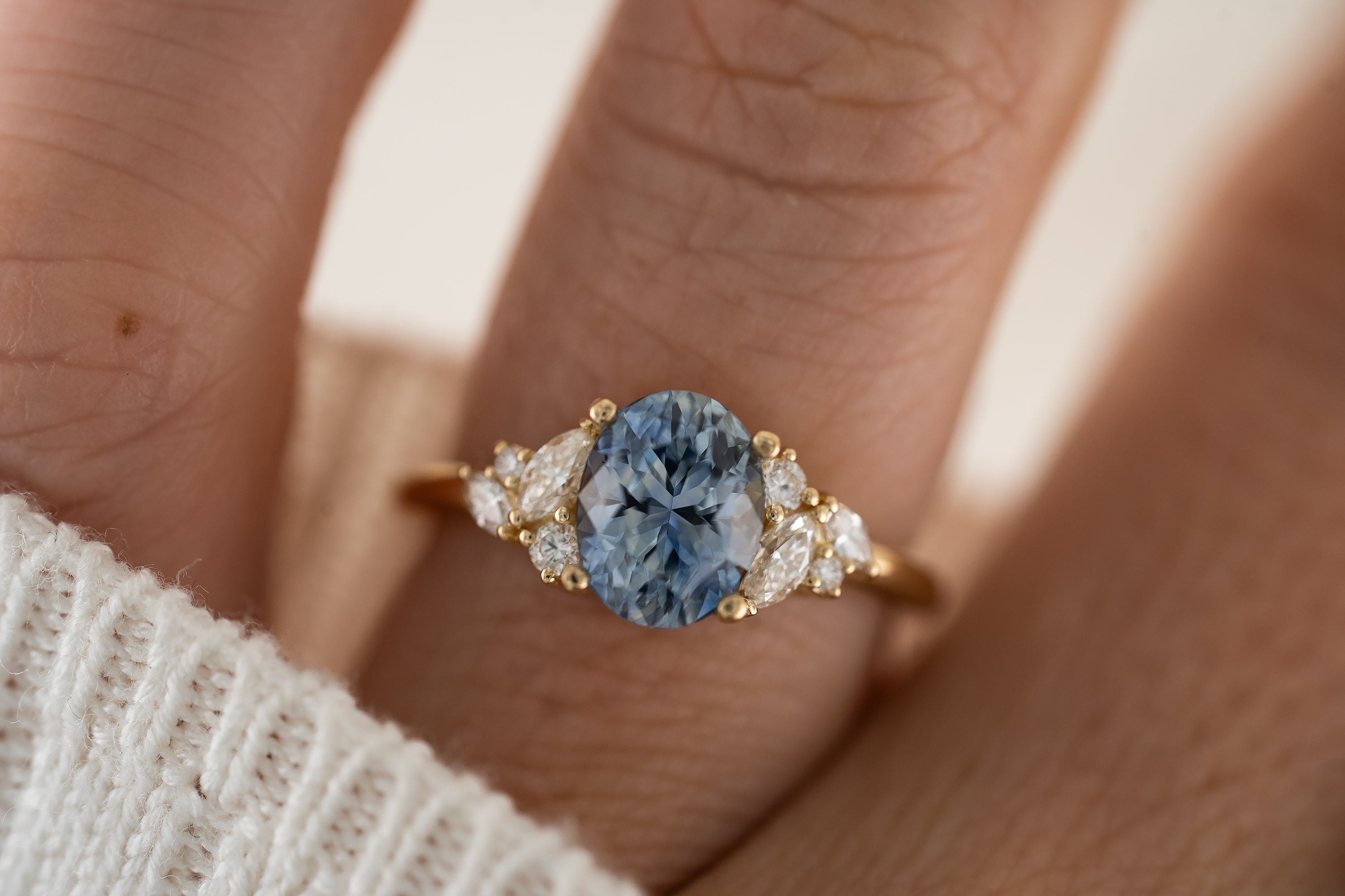 The Laurel Ring | 2.36 CT Oval Denim Blue Sapphire - Lavender Creek Gems 