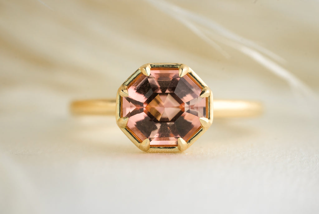 The Fallon 2 CT Peach Tourmaline Ring - Lavender Creek Gems 