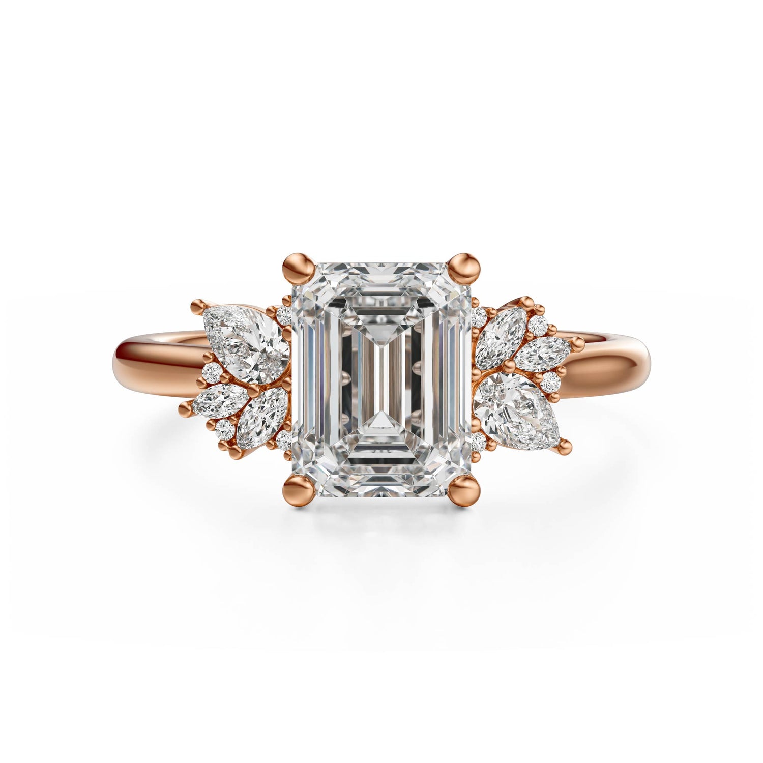 The Diamond Fleur Ring | Emerald Cut | Setting Only - Lavender Creek Gems 