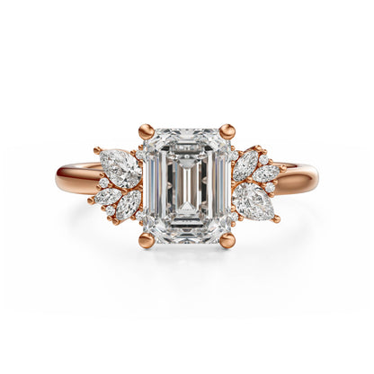 The Diamond Fleur Ring | Emerald Cut | Setting Only - Lavender Creek Gems 
