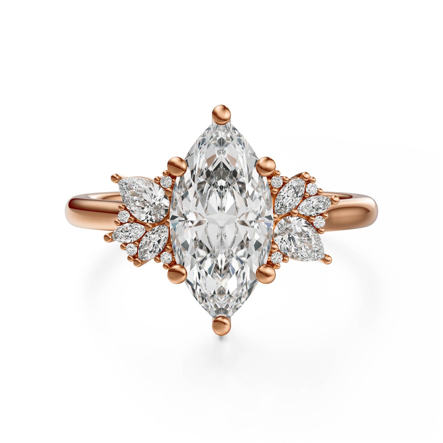 The Diamond Fleur Ring | Marquise | Setting Only - Lavender Creek Gems 