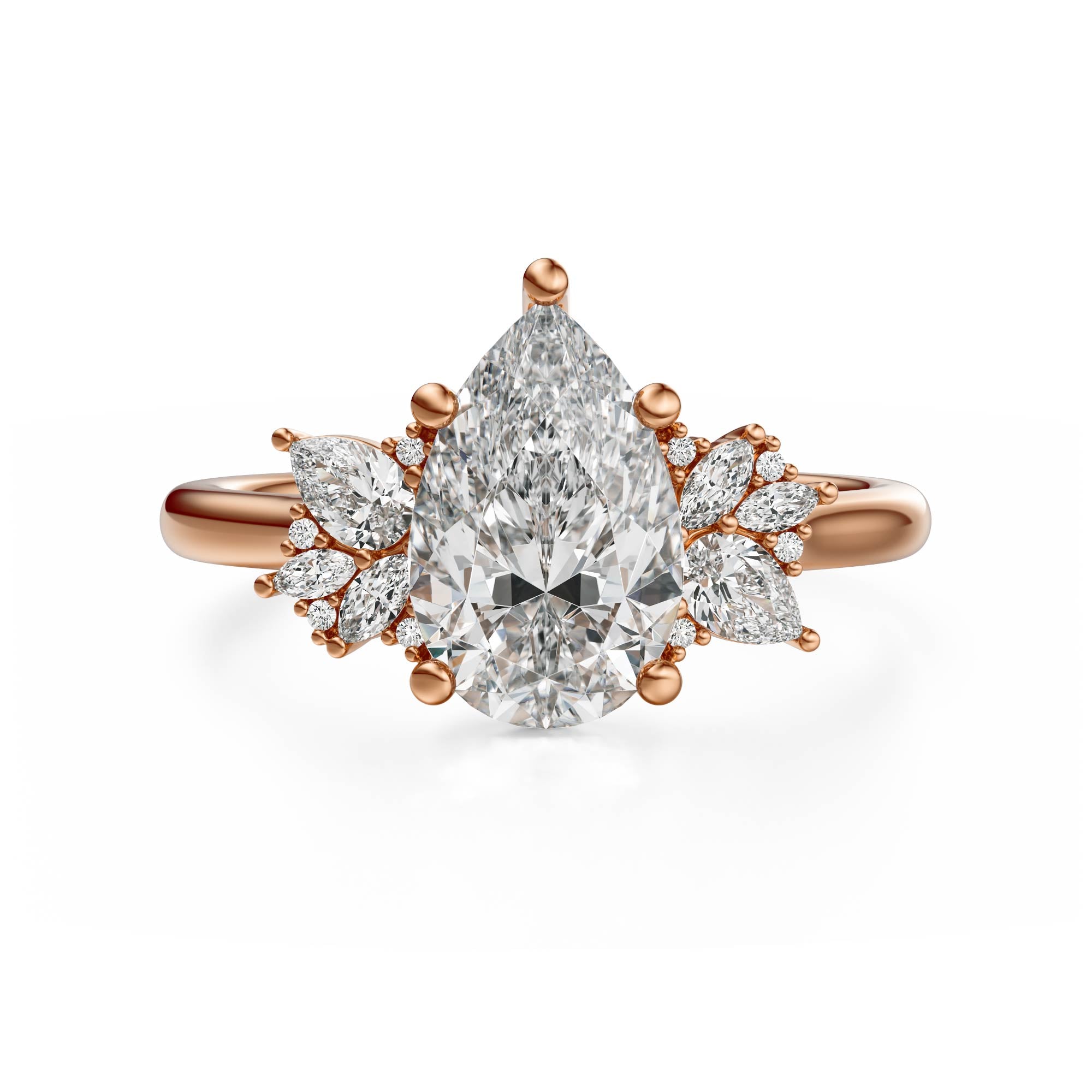The Diamond Fleur Ring | Pear | Setting Only - Lavender Creek Gems 