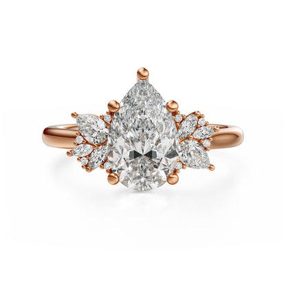 The Diamond Fleur Ring | Pear | Setting Only - Lavender Creek Gems 