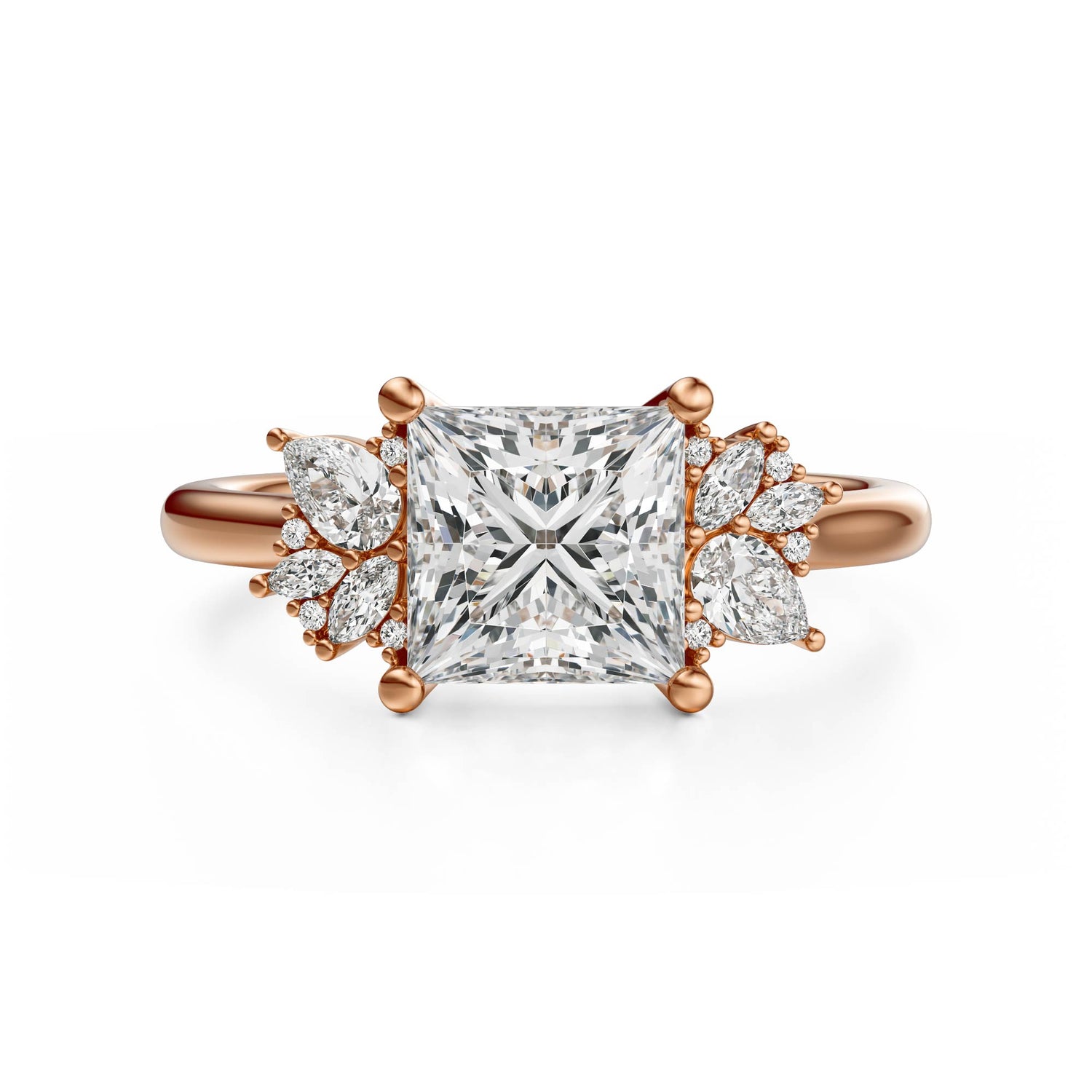 The Diamond Fleur Ring | Princess | Setting Only - Lavender Creek Gems 