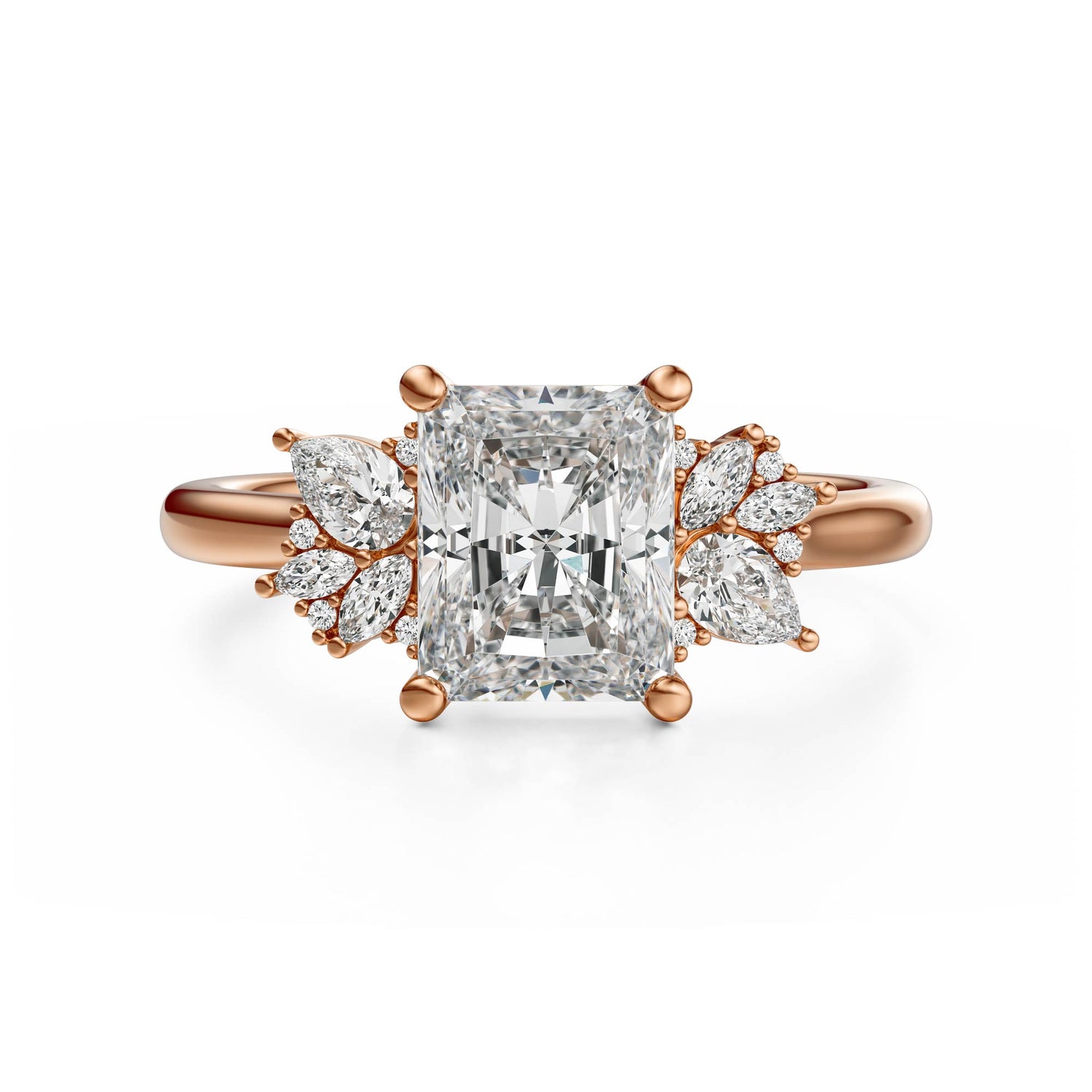 The Diamond Fleur Ring | Radiant | Setting Only - Lavender Creek Gems 