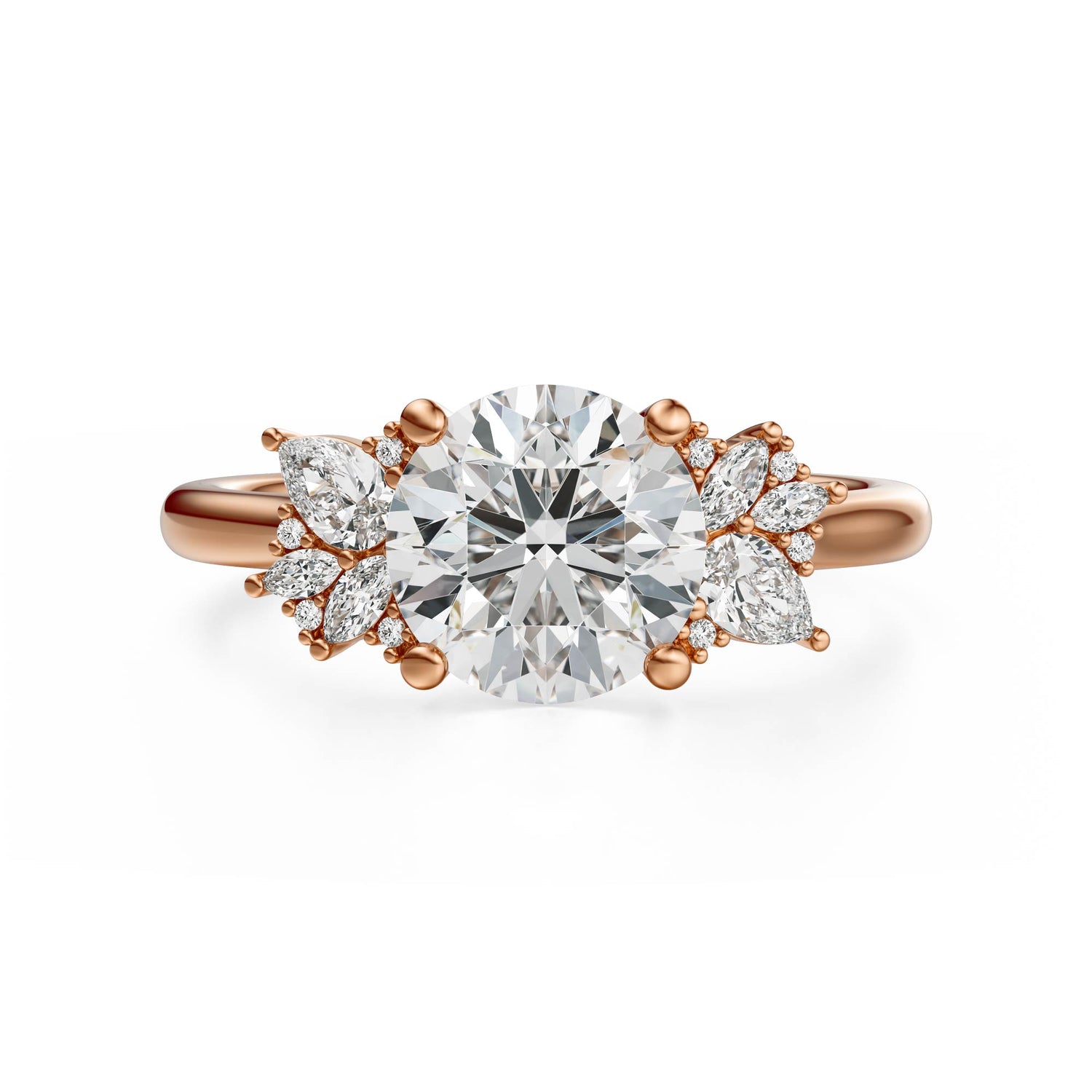 The Diamond Fleur Ring | Round | Setting Only - Lavender Creek Gems 
