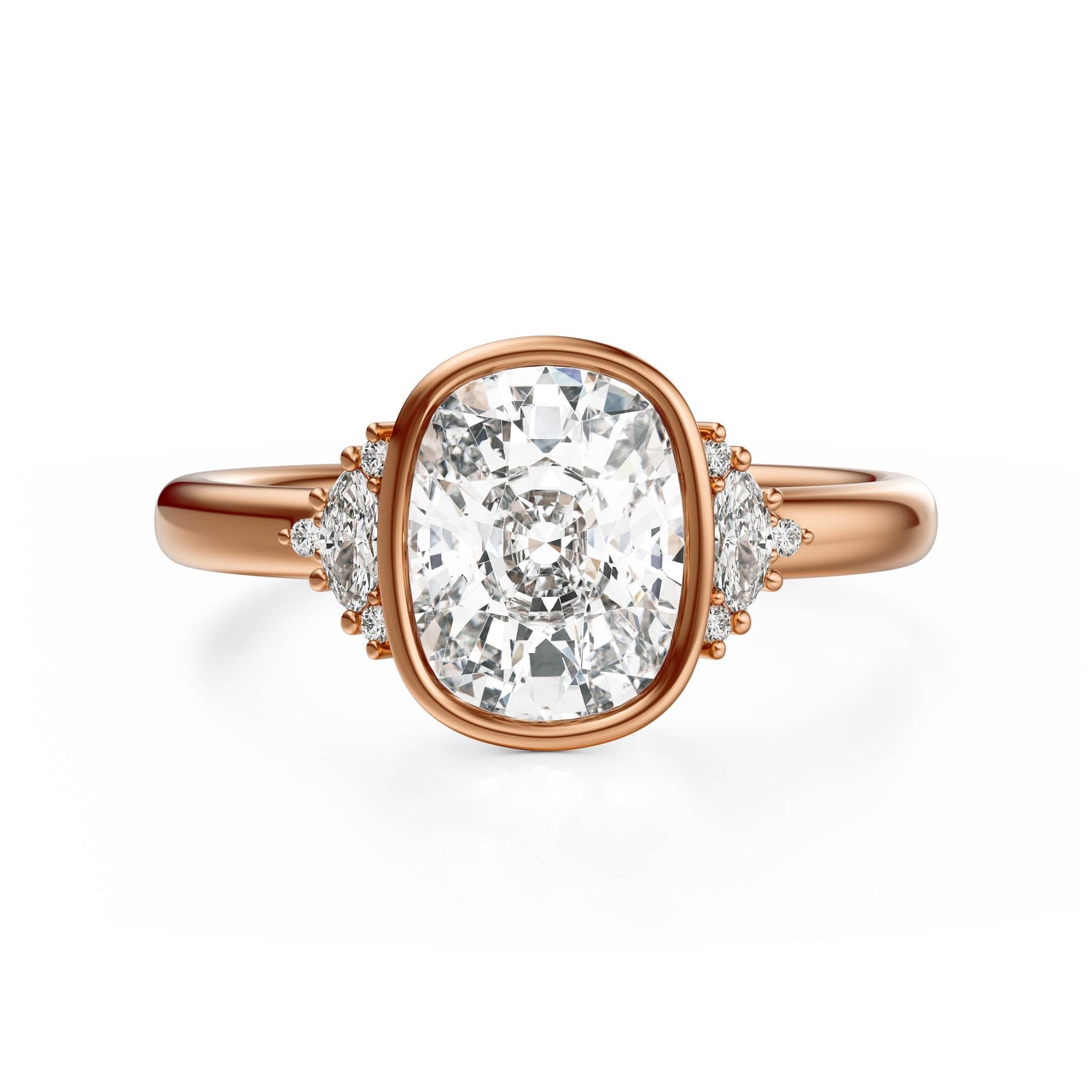 The Bezel Maren Ring | Elongated Cushion | Setting Only - Lavender Creek Gems 