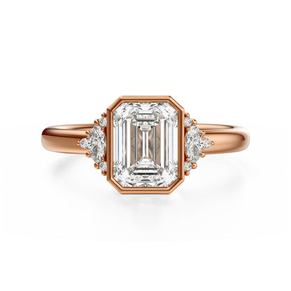 The Bezel Maren Ring | Emerald Cut | Setting Only - Lavender Creek Gems 