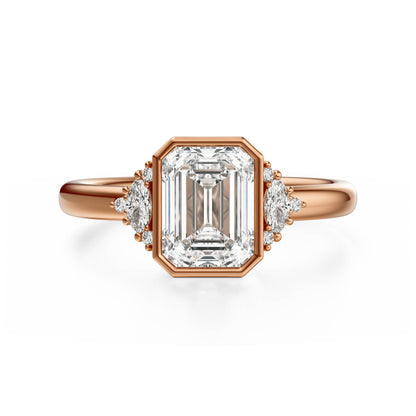 The Bezel Maren Ring | Emerald Cut - Lavender Creek Gems 