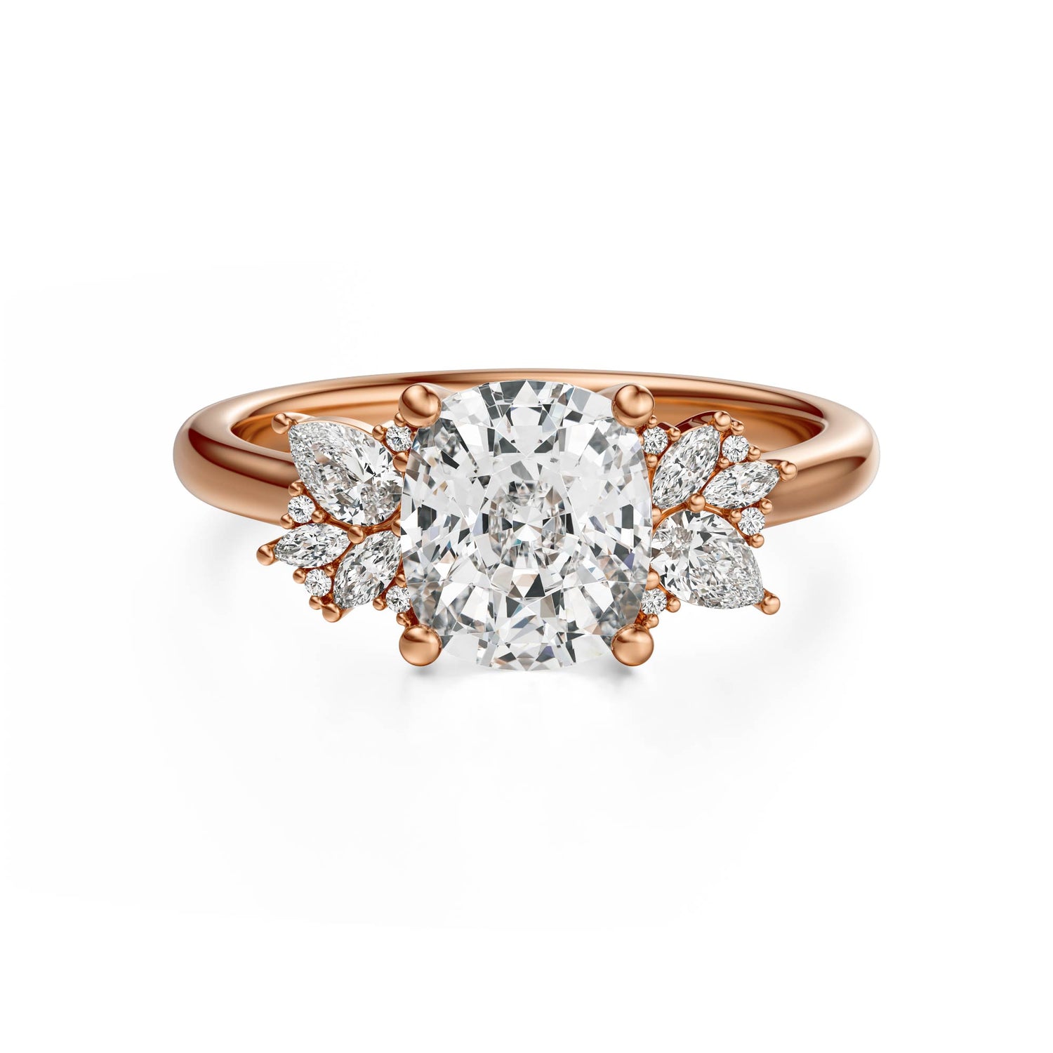 The Diamond Fleur Ring | Elongated Cushion | Setting Only - Lavender Creek Gems 