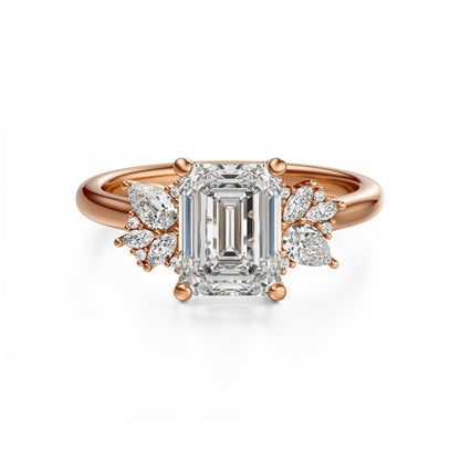 The Diamond Fleur Ring | Emerald Cut | Setting Only - Lavender Creek Gems 