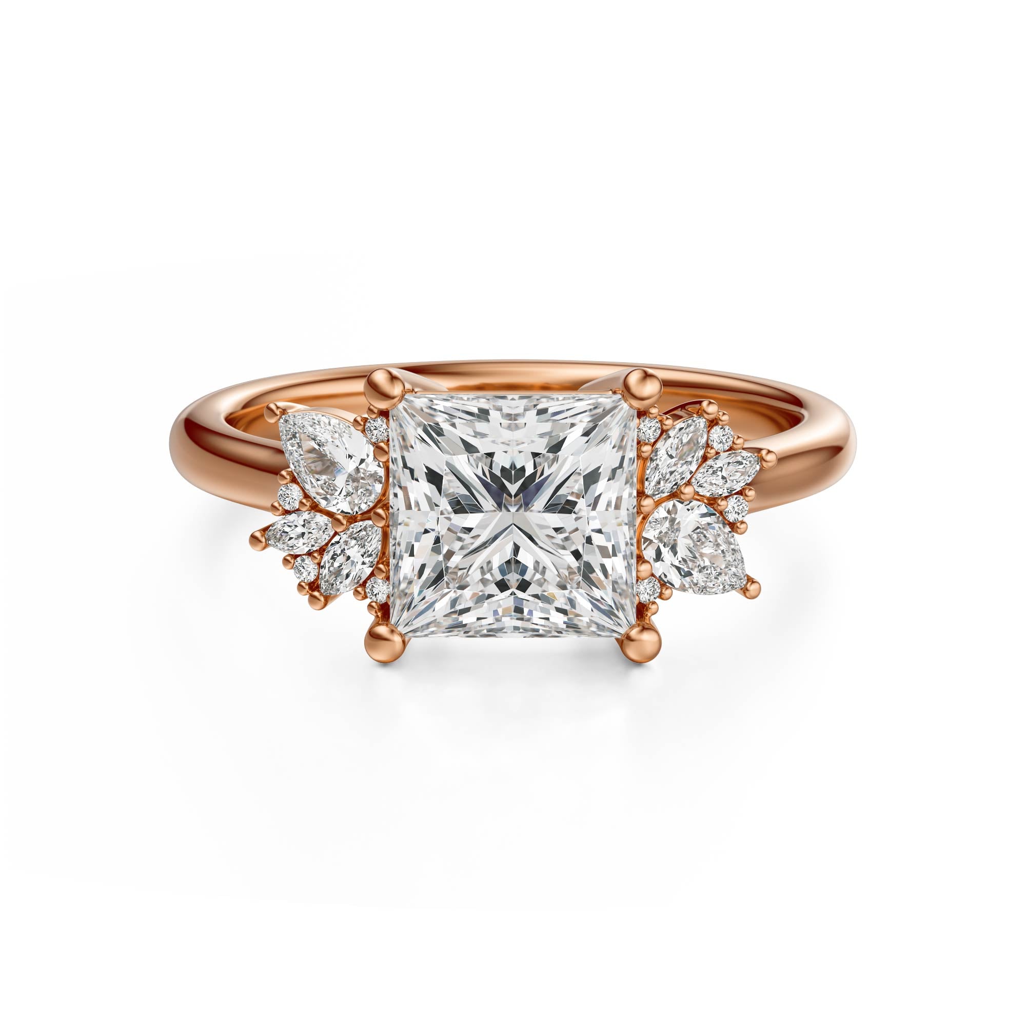 The Diamond Fleur Ring | Princess | Setting Only - Lavender Creek Gems 