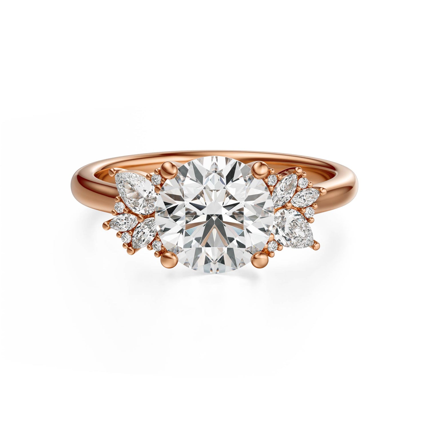 The Diamond Fleur Ring | Round | Setting Only - Lavender Creek Gems 