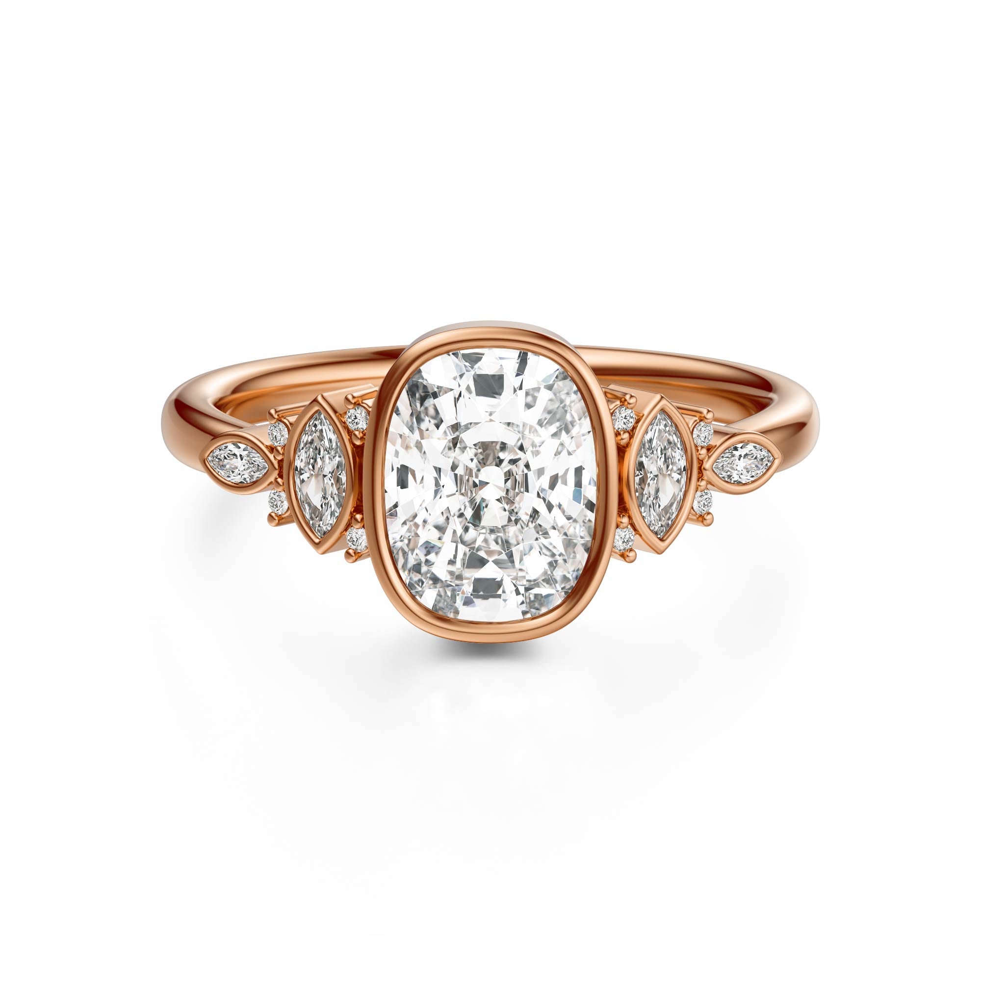The All Bezel Maeve Ring | Elongated Cushion | Setting Only
