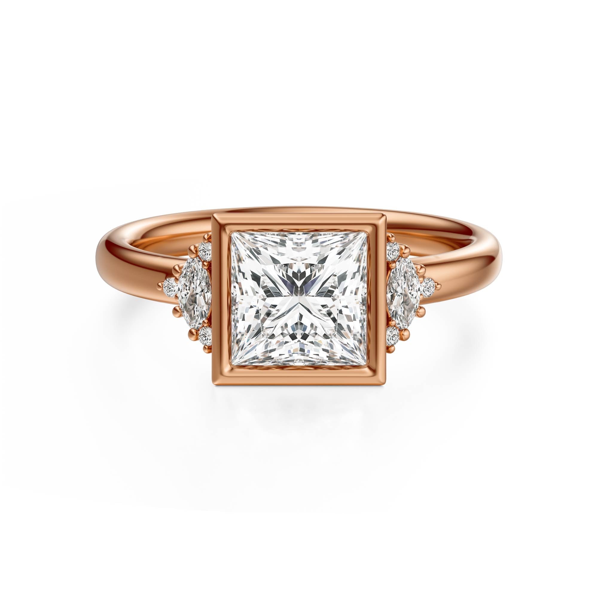 The Bezel Maren Ring | Princess | Setting Only - Lavender Creek Gems 