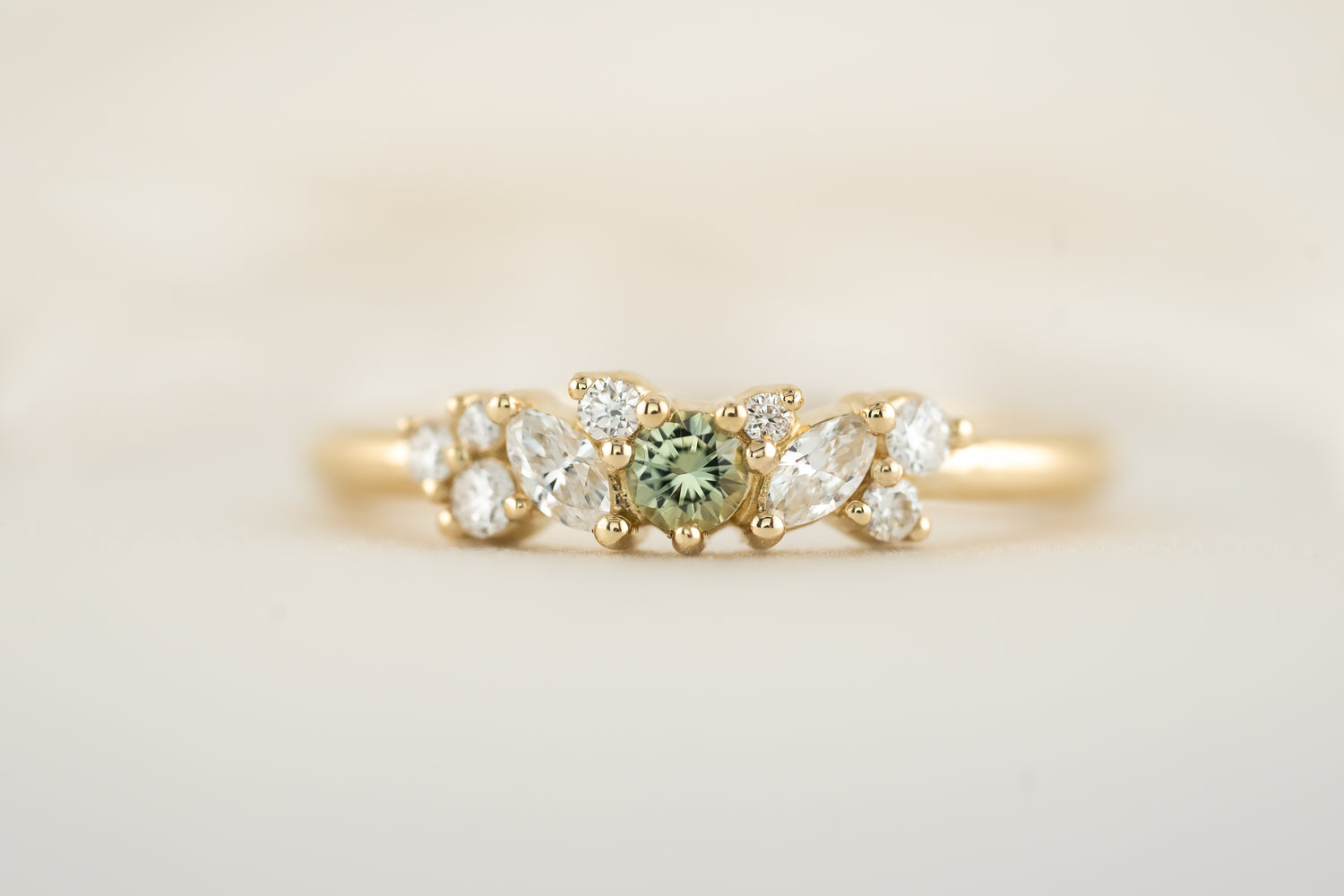 The Verity Ring - Green Sapphire - Lavender Creek Gems 