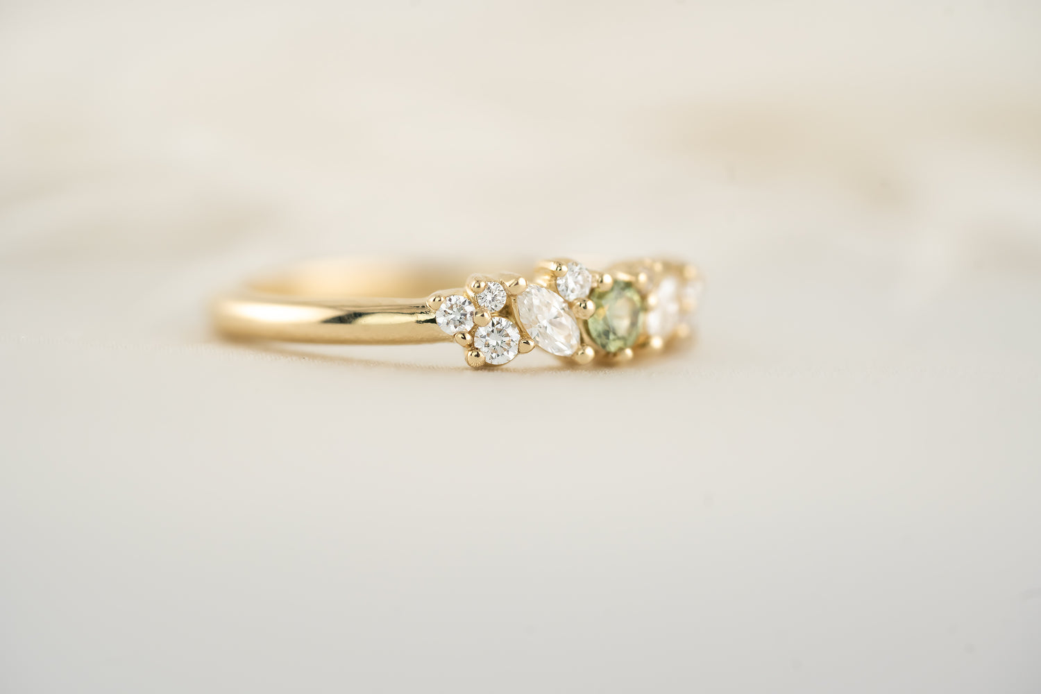 The Verity Ring - Green Sapphire - Lavender Creek Gems 