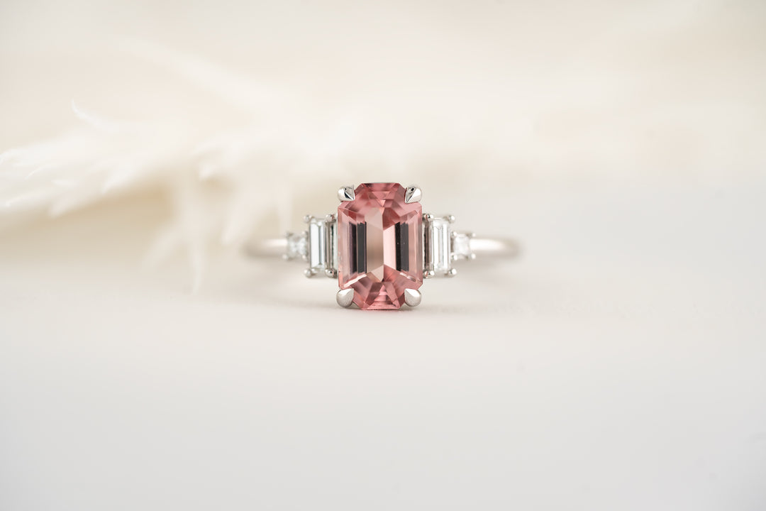 The Mira Ring - 1.62 CT Emerald Cut Pink Tourmaline